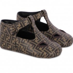FENDI Logo FF Pre-Walkers in Brown